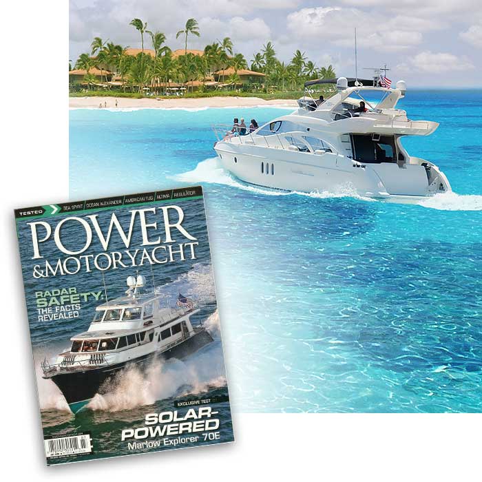 Cover of Power and Motoryacht Magazine, Gulf Coast Marine Service of Panama City Beach air conditioning maintenance article feature